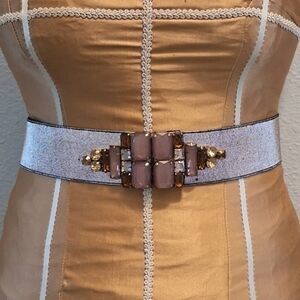 Anthropologie Rose Shimmer Jeweled Embellished Belt - M